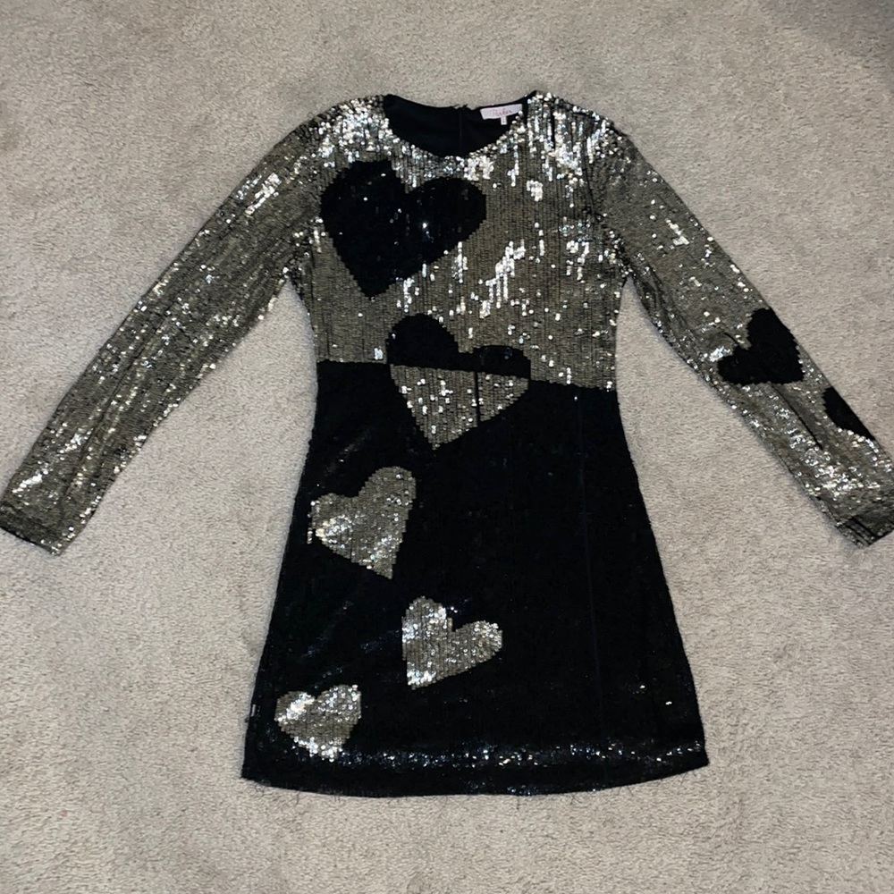 Parker Black Axel Heart sequined Cocktail Dress